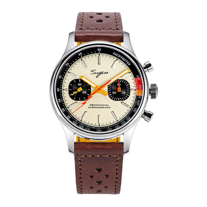 Sugess Pilot Men’s Chronograph Watch — Original ST1901 Mechanical Movement, Sapphire Crystal, Waterproof Racing Strap