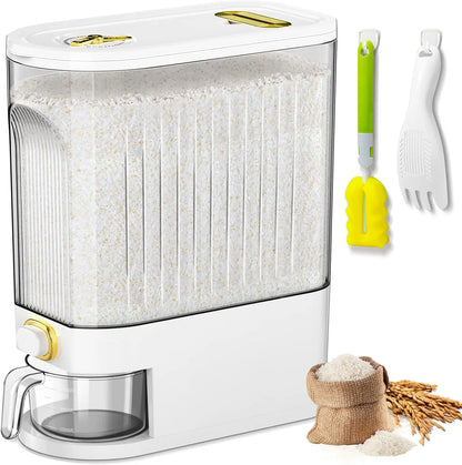 Large 25 lbs Rice & Cereal Dispenser | BPA-Free Dry Food Storage Container with Measuring Cup for Kitchen