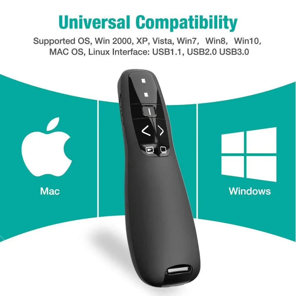 2.4GHz Wireless USB PowerPoint Presenter - Y400 PPT Clicker with Red Laser Pointer Remote