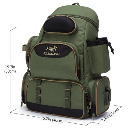 Bassdash Fishing Tackle Backpack – Lightweight Multifunctional Tactical Bag with Tackle Box