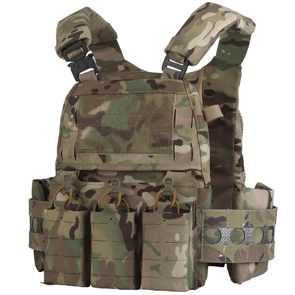 Tactical Vest Ferro Plate Carrier V5 – Military Hunting Airsoft Body Armor with Portable MOLLE System & Triple Magazine Pouch