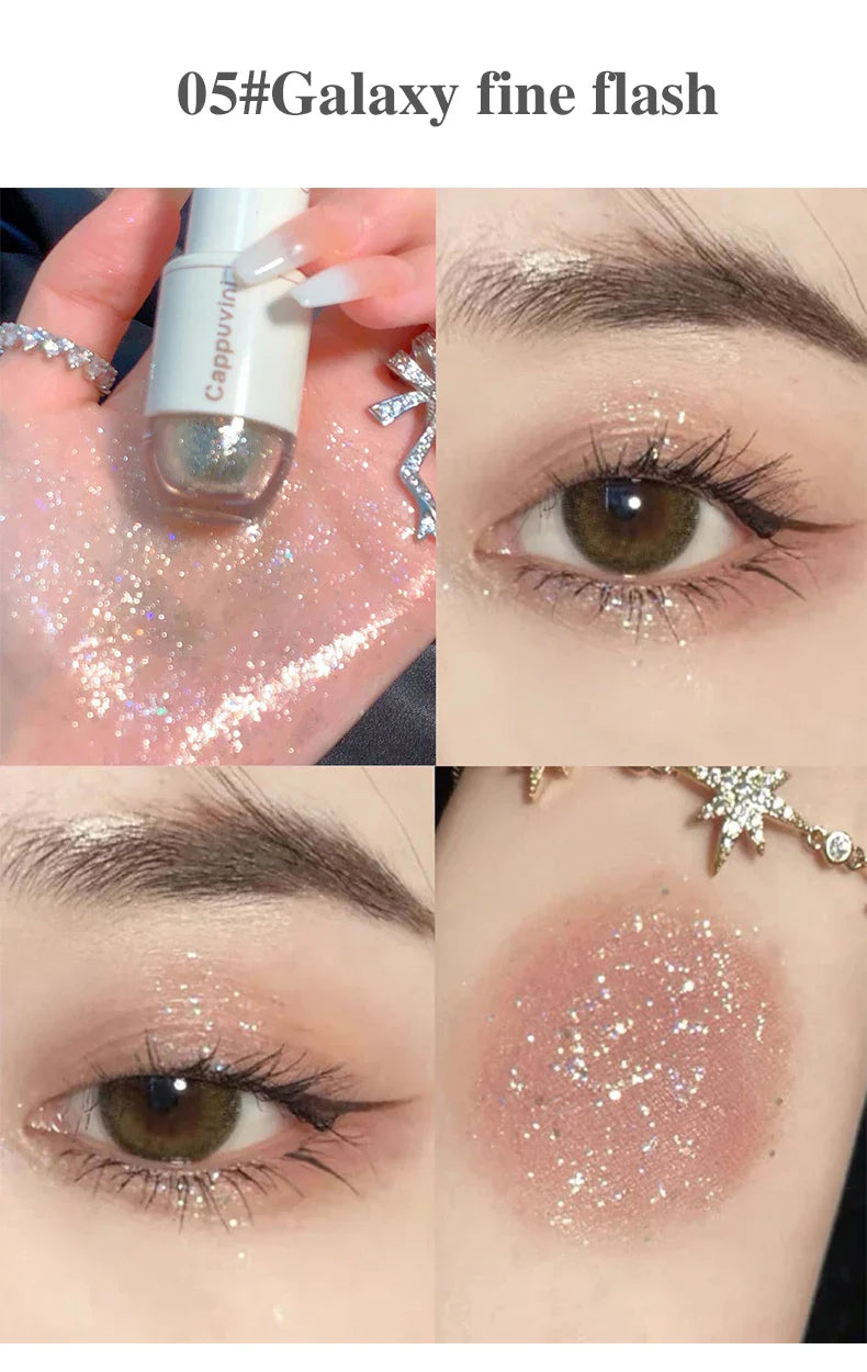 Cappuvini Star Dots Liquid Eye Shadow, Pearlescent High Gloss, Fine Flashing for Easy Application, Dazzling Liquid Eye Shadow