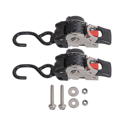 2 Pack Bolt-On Retractable Ratchet Tie Down Straps – Heavy Duty Stainless Steel Auto Retracting Cargo Securing Straps for Transport & Truck Use