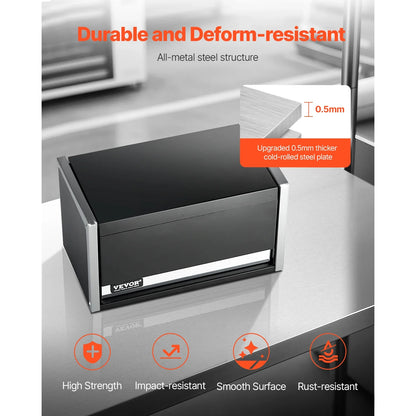 VEVOR 8.6in Portable Metal Toolbox – 3 Drawers Tool Chest with Ball Bearing & PP Feet Pads for Garage Storage