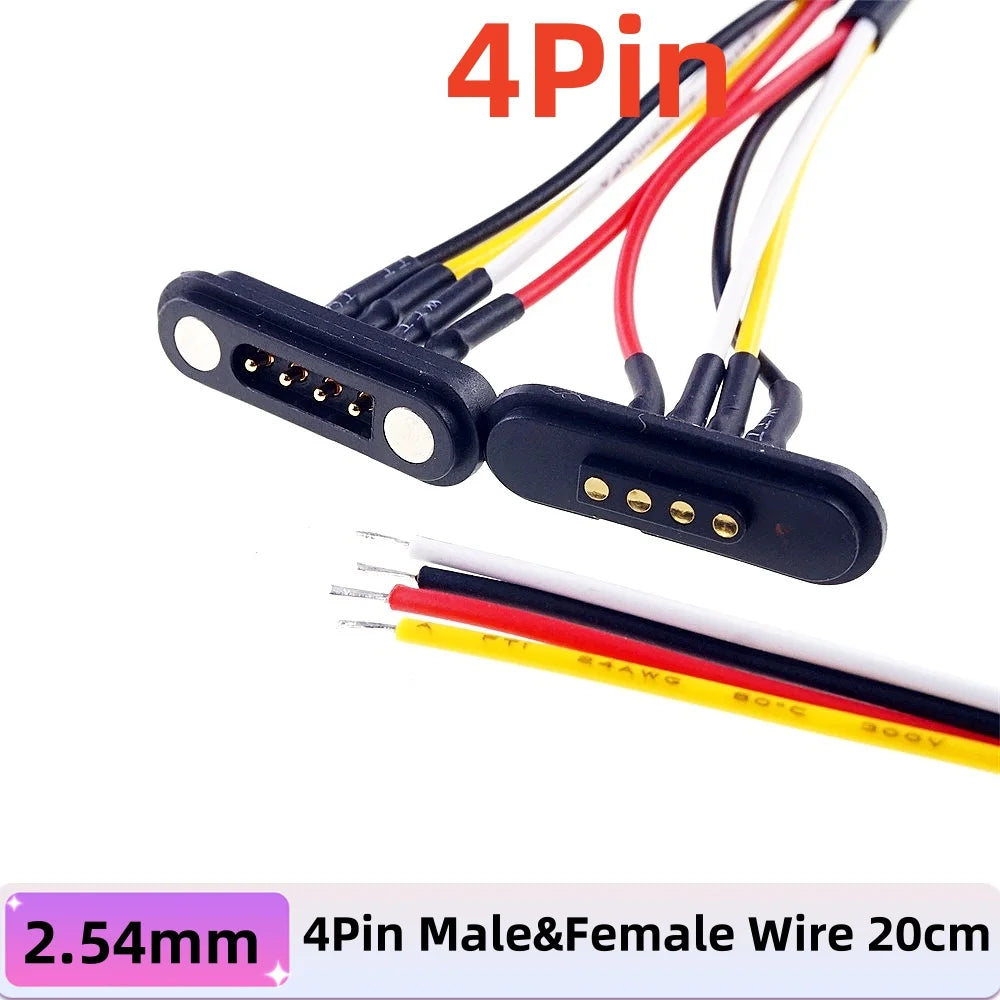 2A Waterproof Magnetic Pogo Pin Connector – 2.54mm Spring-Loaded DC Power Socket, 2-6 Positions