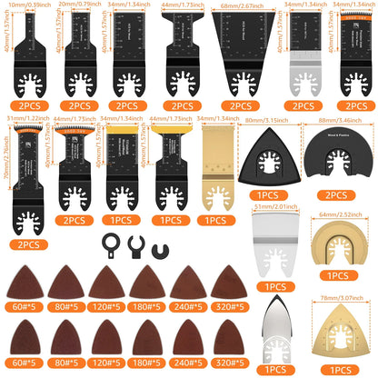 88/56Pcs Oscillating Saw Blades Set – Carbon Steel Multi-Tool Blades for Wood, Metal & Plastic Cutting, Heavy-Duty Universal Cutter Kit