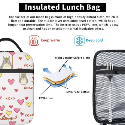 Totoro Miyazaki Anime Insulated Lunch Tote Bag – Portable Thermal Cooler for School & Office
