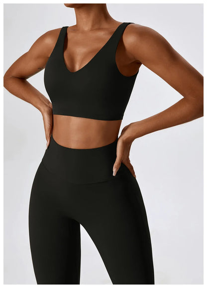 2PCS Seamless Women’s Yoga Set – Long Sleeve Crop Top & Leggings Workout Outfit, Athletic Gym Sportswear