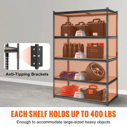 SucceBuy 5-Tier Heavy Duty Metal Storage Shelving Unit – Standing Organizer Rack for Kitchen, Living Room, Warehouse & Flower Stand