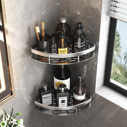 Aluminum Alloy Bathroom Shelf - No Drill Kitchen Storage Organizer, Shampoo Rack, Shower Shelf, Easy Install Bathroom Accessories