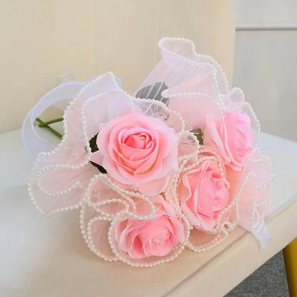 28cm x 4Yards Pearl Lace Flower Wrapping Mesh – Handmade Bouquet & Gift Wrapping Cloth