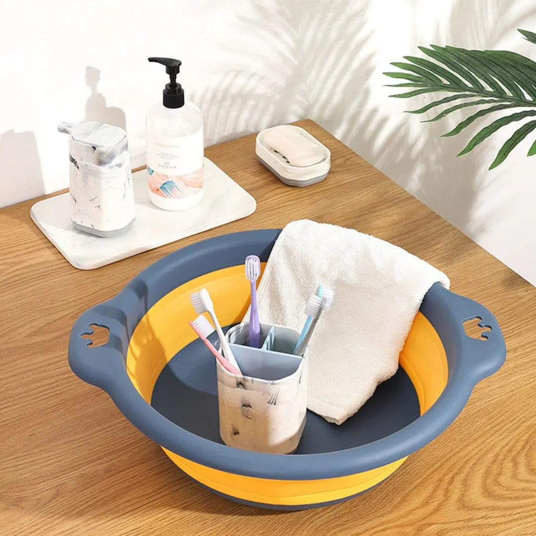 Portable Foldable Plastic Laundry Basin - Travel-Friendly, Safe, and Durable Wash Basin for Bathroom and Household Supplies