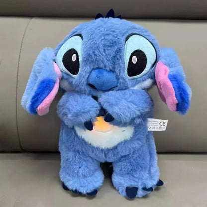 Disney Halloween Stitch Plush Doll – Pumpkin-Themed Soothing Toy with Light Breath Effect for Kids & Baby Gifts