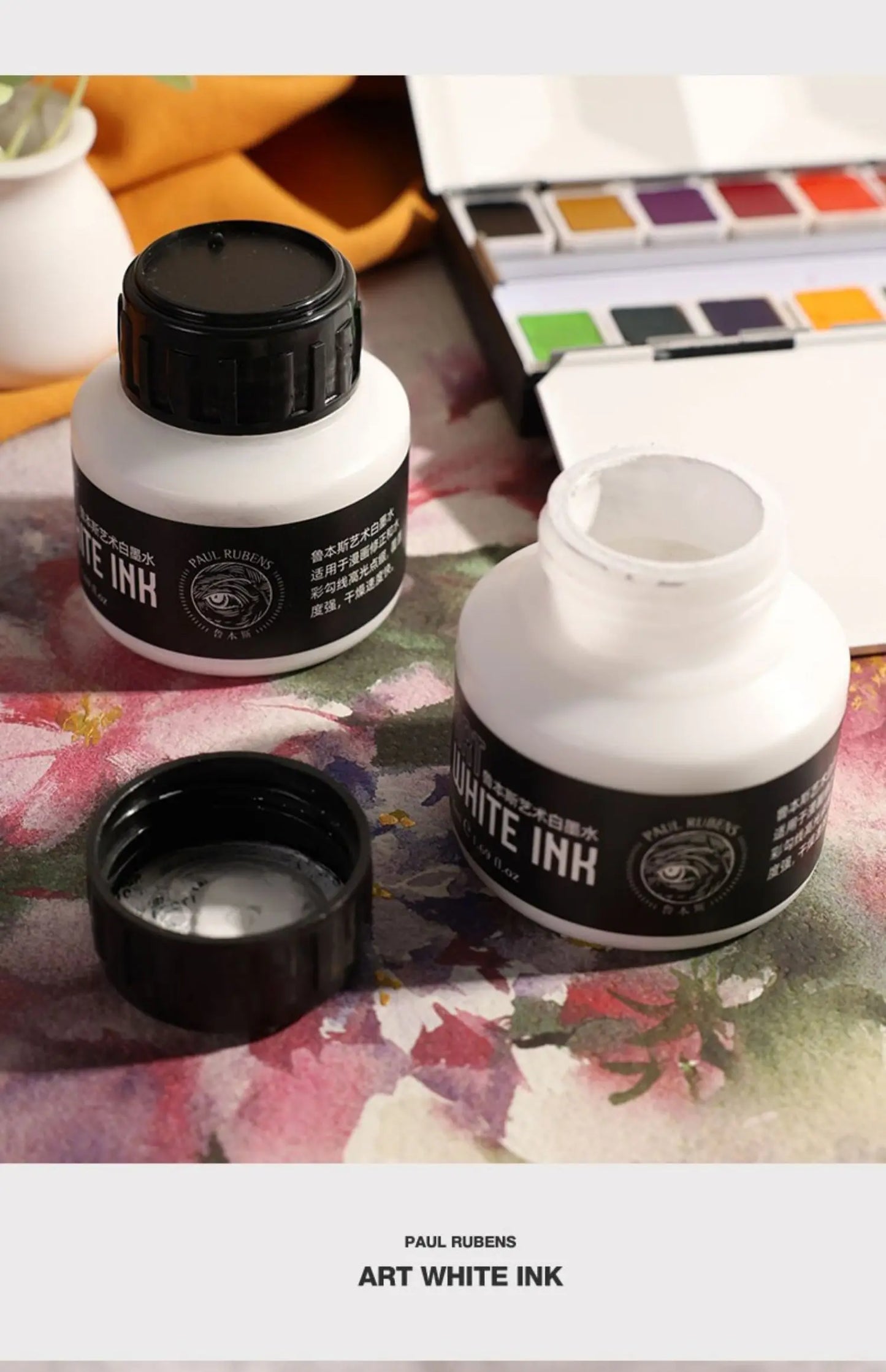 Paul Rubens Cartoonist White Ink 50ml – Highly Opaque Ink for Dip Pen, Brush, Art Lettering, Highlights & Corrections