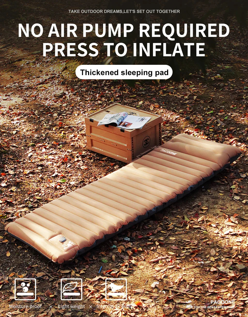 Ultralight Self-Inflating Air Mattress - Thick Splicing Sleeping Pad for Beach, Picnic, and Camping Tent