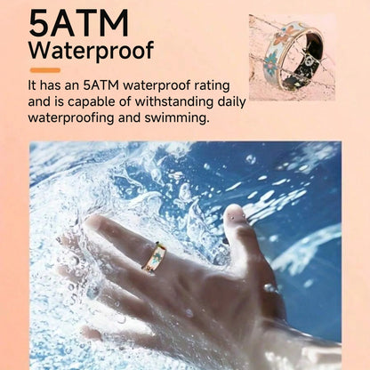 New Smart Ring 5ATM Waterproof – Wireless Call, Heart Rate, Sleep & Blood Oxygen Monitoring Fitness Tracker for Android & iOS (Unisex Gift Smart Health Ring)