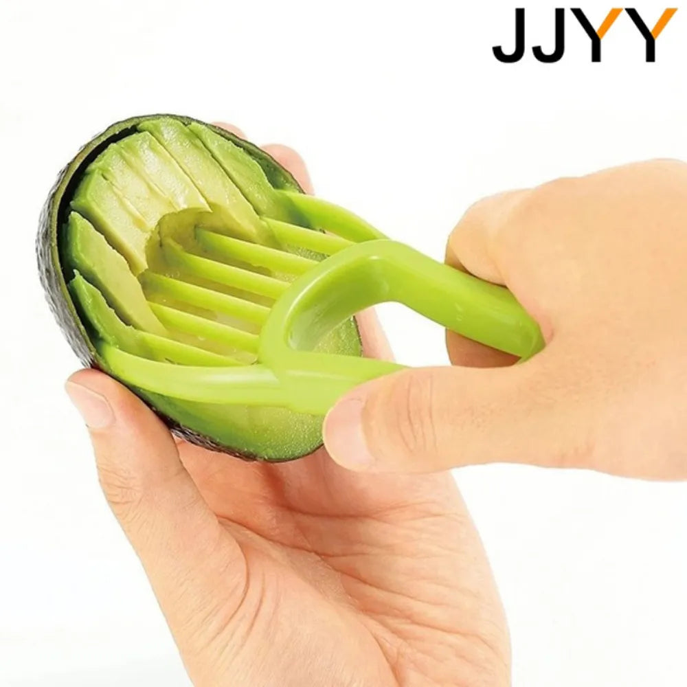 JJYY 3-in-1 Avocado Slicer: Shea Corer, Butter Fruit Peeler, Cutter & Pulp Separator - Plastic Kitchen Vegetable Tool