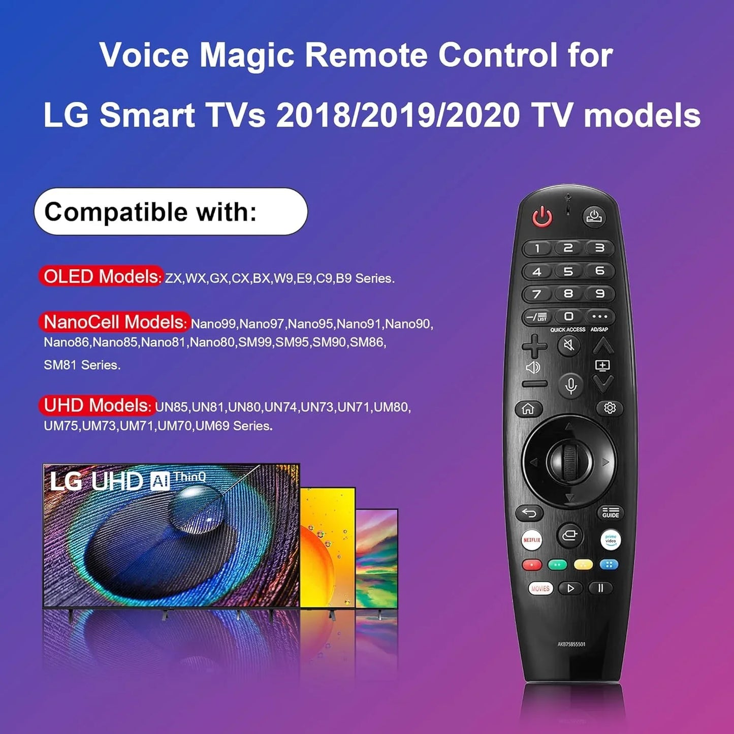 Replacement Remote Control for LG Smart TV - Voice Magic Remote with Voice Pointer for UHD, OLED, QNED LG TVs