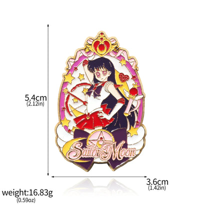 Sailor Girl Cartoon Brooch – Cute Moon & Stars Enamel Pin for Bags, Clothes & Jewelry