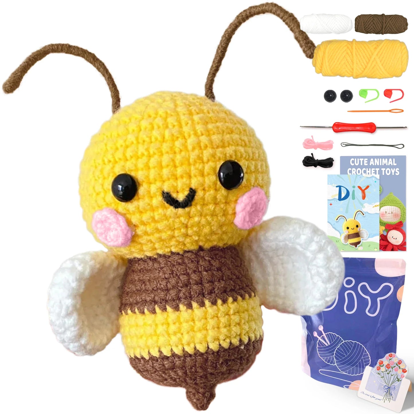 Animal Crochet Kit for Beginners - DIY Starter Set with Step-by-Step Knitting & Craft Supplies