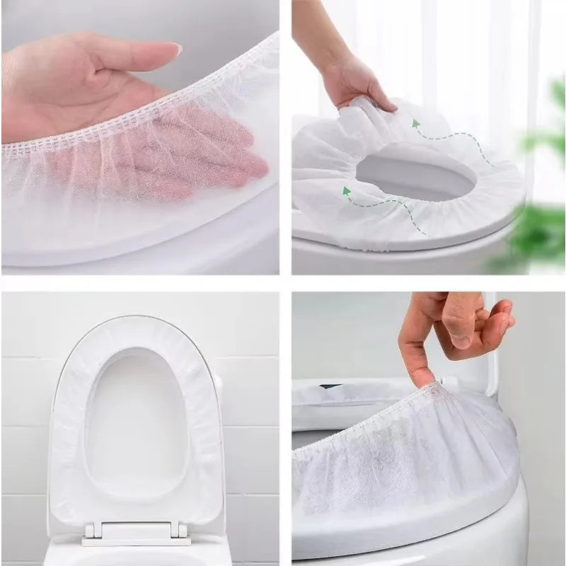 Disposable Toilet Seat Cover — Waterproof Non-Woven Travel & Hotel Bathroom Protective Cushion with Individual Packaging