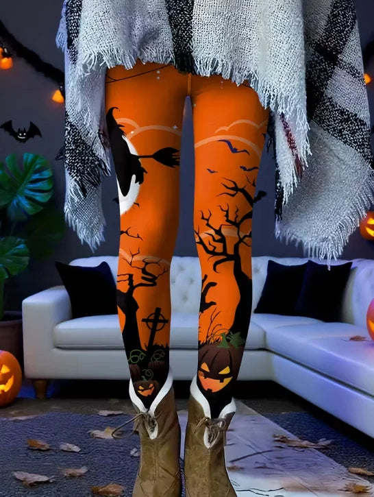 Women's Halloween Skeleton 3D Print Leggings - Stretchy Workout Yoga Pants, Slim Fit Fashion Tights
