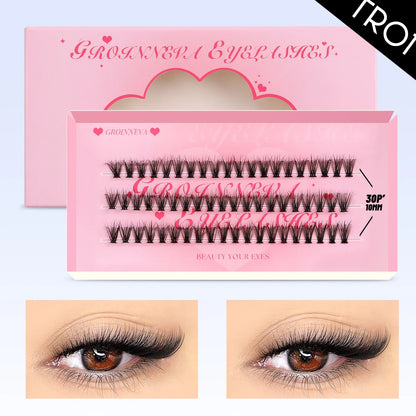 GROINNEYA Eyelash Clusters Kit – Large Capacity Wispy Individual Lashes for Natural DIY Extensions, Beginner-Friendly