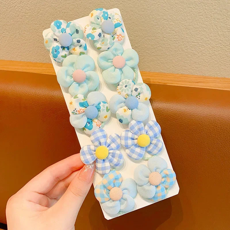 10 Pcs Baby Girl Flower Hair Bands Set – Cute Colorful Soft Scrunchies Ponytail Holders for Kids