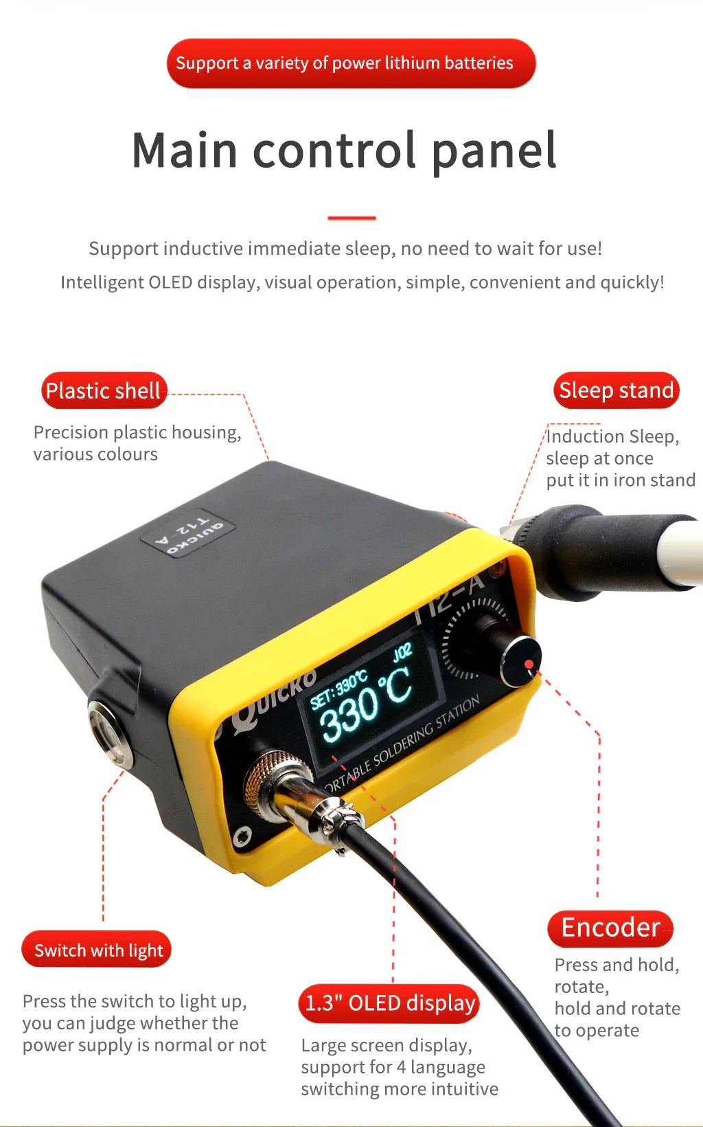 72W T12 Cordless Soldering Station – Compatible with Dewalt, Makita, Milwaukee, Worx 20V Max Li-ion Batteries, DIY Repair Tool
