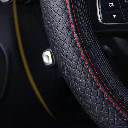 Universal Car Steering Wheel Cover - Microfiber Leather, Anti-Slip & Breathable, Fits 37-39cm Steering Wheels