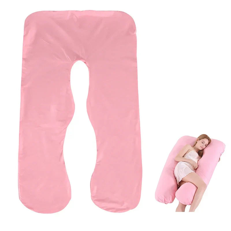 Cotton Maternity U-Shaped Body Pillow Case – 140/150cm Removable & Washable Cover for Pregnancy Support