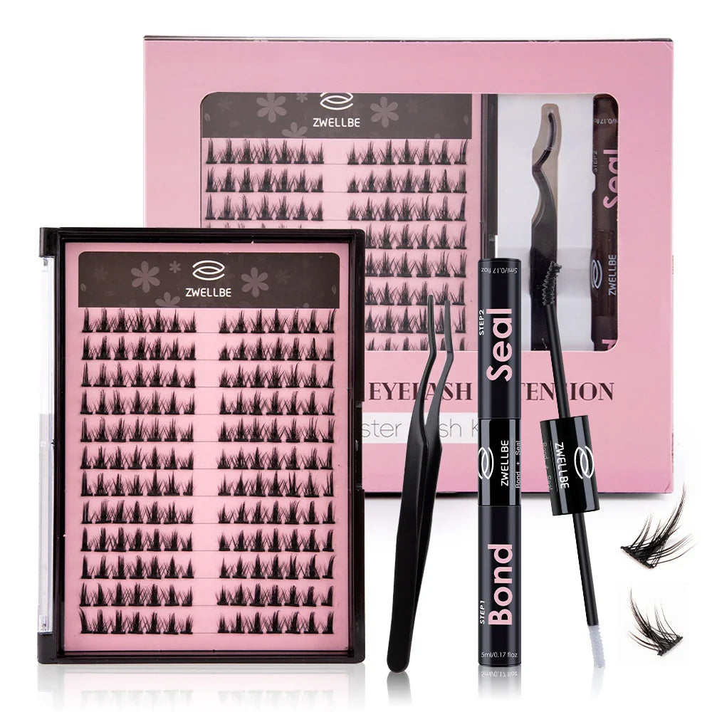 Lash Bond, Seal, and Remover Kit – Waterproof Cluster Eyelash Glue, Strong Hold, Fast Removal for DIY Extensions