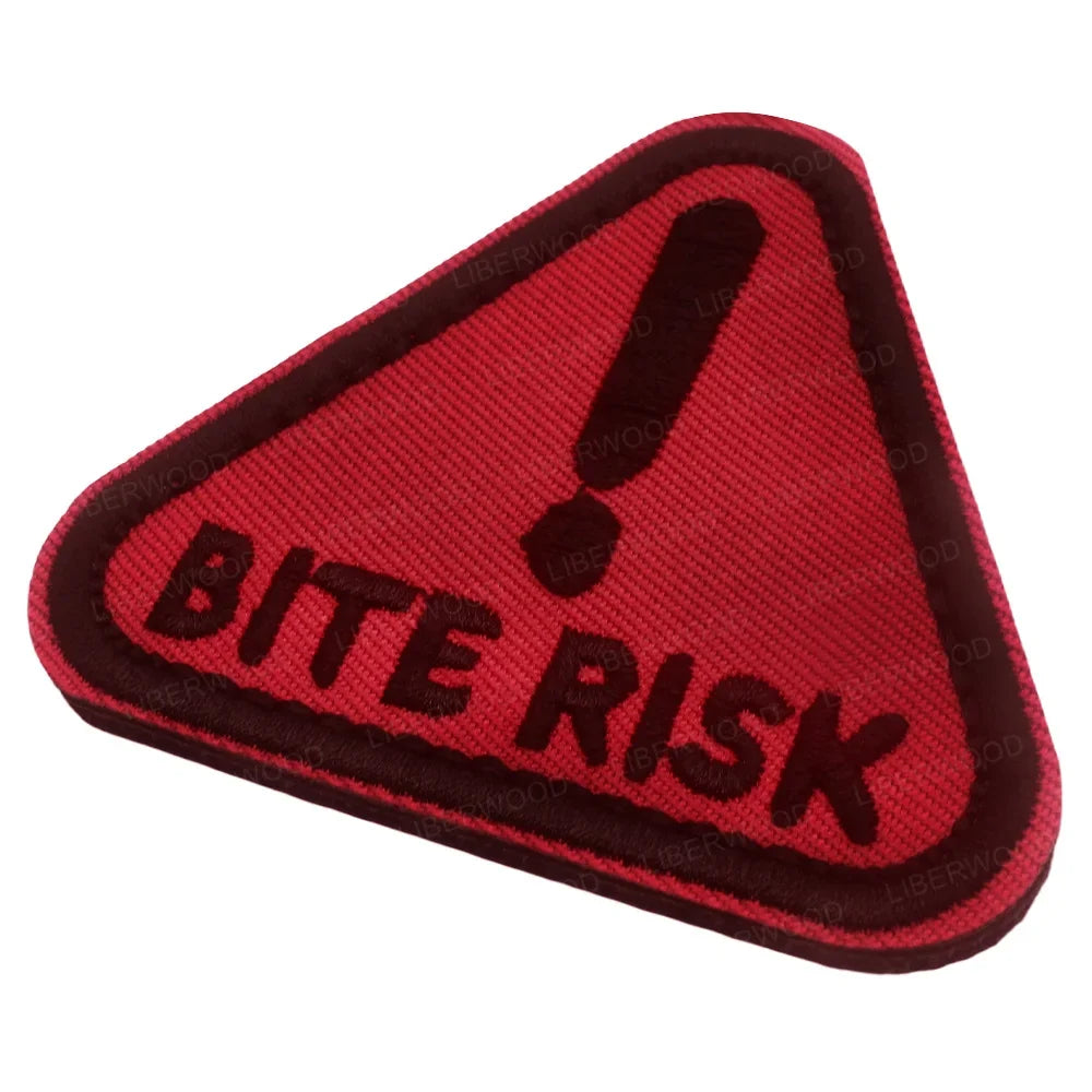 Dog Bite Risk Warning Patch - Embroidered K9 Service Dog Hook & Loop Badge