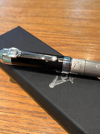Masonic Silver Ballpoint Pen — Heavyweight Ancient Symbol Writing Pen with Gift Box, Black/Red/Green