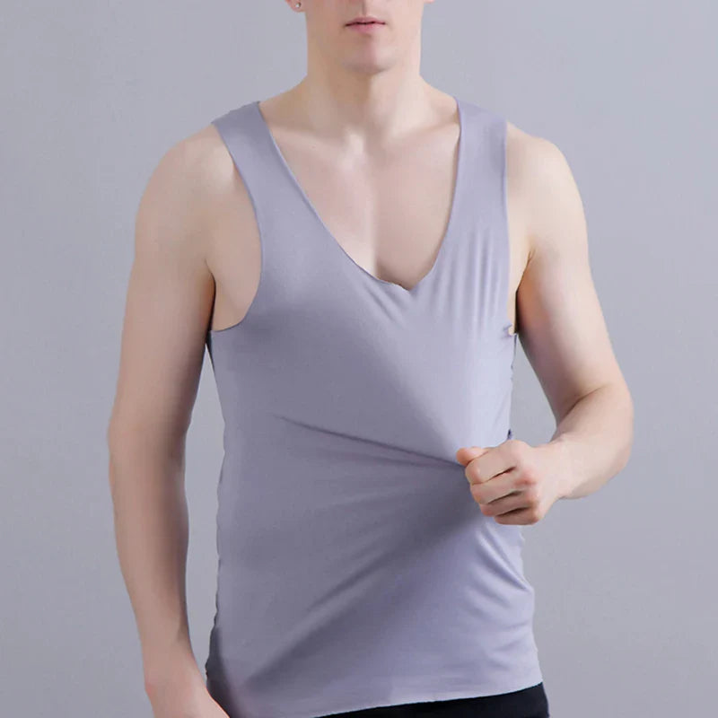 Men’s Silk Seamless Tank Top – Sleeveless Sport Vest Casual Gym Undershirt for Summer Comfort Wear