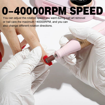 YOKEFELLOW Professional Nail Drill – 40000RPM Rechargeable Electric Nail E-File, Cordless for Acrylic & Gel Nails