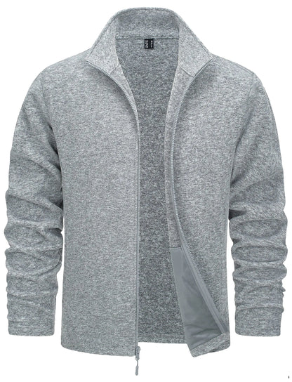 TACVASEN Men’s Lightweight Fleece Jacket - Full Zip Spring Casual Outdoor Sportswear with Pockets & Stand Collar