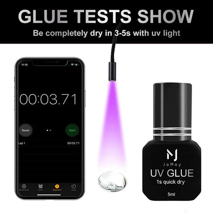 JOMAY UV Eyelash Extension Glue – 0.1s Fast-Drying, Strong & Long-Lasting Adhesive