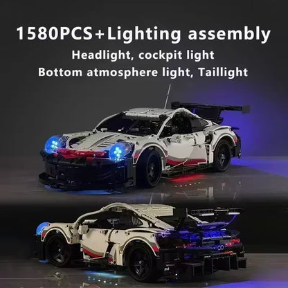 1580PCS RC Car Building Set – 1:10 Technical Racing Car with Motor & LED Lights, Adult Toy Gift