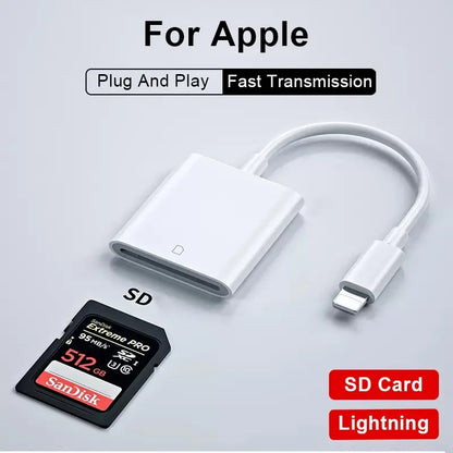 4-in-1 USB Card Reader – SD/TF Card Adapter for iPhone 14/13/12/11 Pro Max & iPad, Lightning Fast Charging for MacBook & Camera