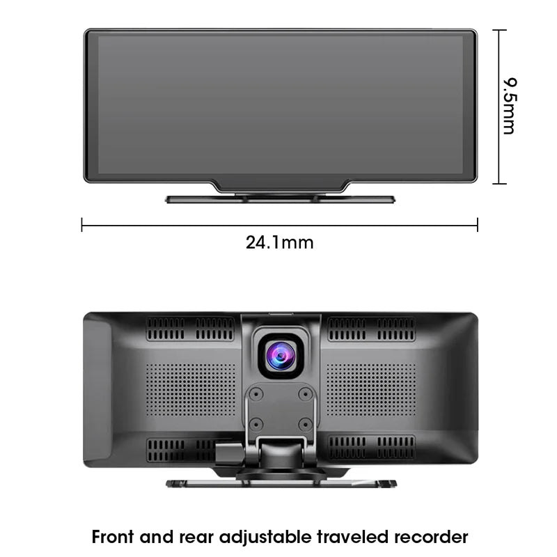 Srnubi 10.26 Inch Dash Cam Rearview Mirror - CarPlay & Android Auto DVR with GPS Navigation, Video Dashboard Monitor