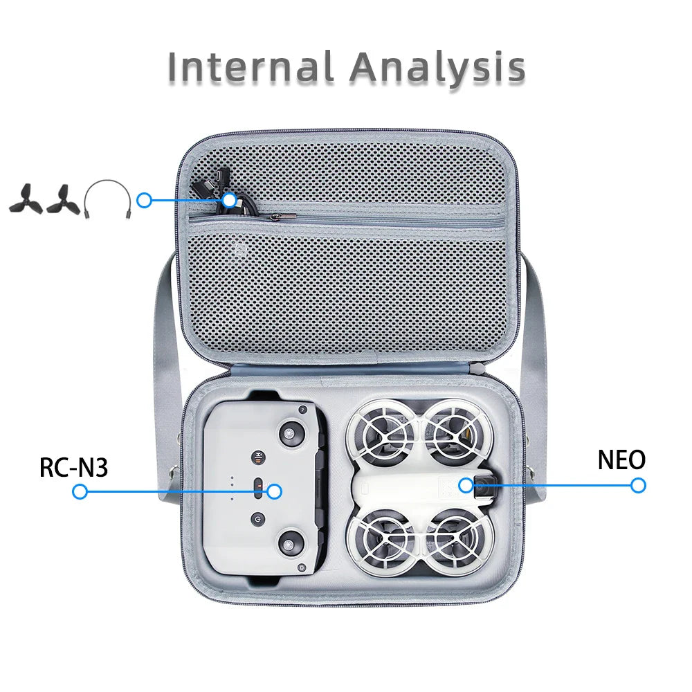 Portable Carrying Case for DJI NEO Drone – Shockproof Storage Bag with Shoulder Strap for Remote & Battery Accessories