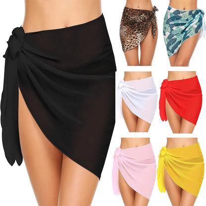 Women's Sheer Chiffon Sarong Cover-Up - Beach Bikini Wrap Swimwear Skirt