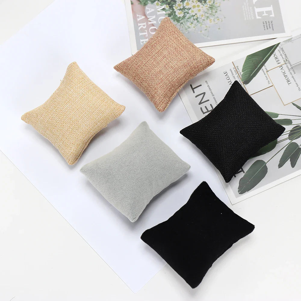 5-Color Fabric Jewelry Display Pillow – Beige Black Grey Bracelet & Watch Cushion Holder for Gifts & Wholesale DIY Accessories