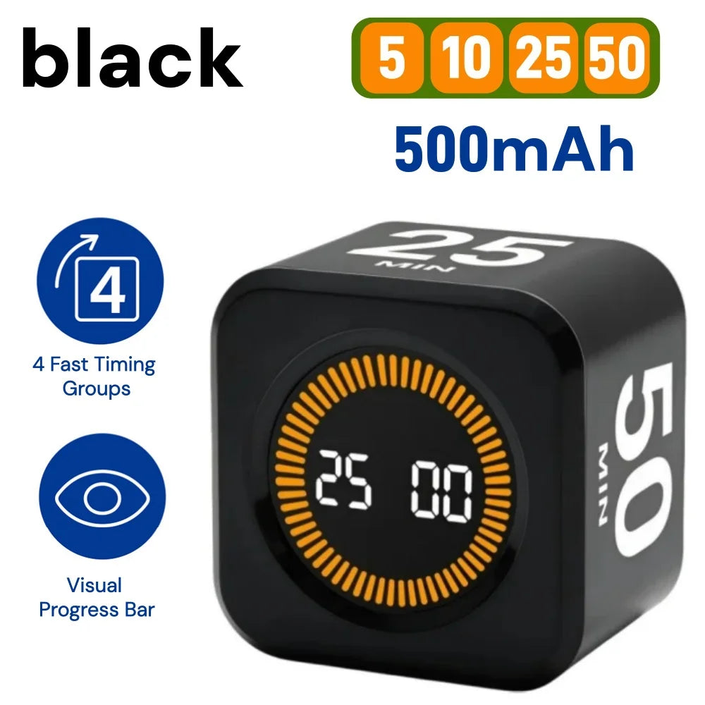 Rotating Pomodoro Timer Cube – Preset Flip Countdown Stopwatch for Study, Work, ADHD Focus, Kitchen & Productivity Tasks