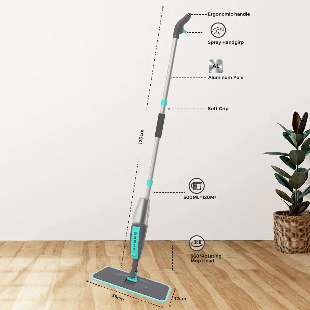 360° Rotation Magic Floor Cleaning Sweeper Broom: Flat Spray Mop with Microfiber Pads for Home Cleaning - Convenient Spin Mop Solution