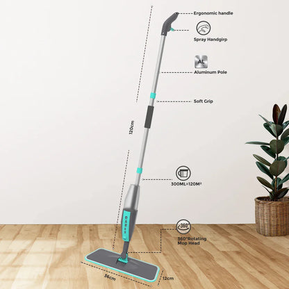 360° Rotation Magic Floor Cleaning Sweeper Broom: Flat Spray Mop with Microfiber Pads for Home Cleaning - Convenient Spin Mop Solution