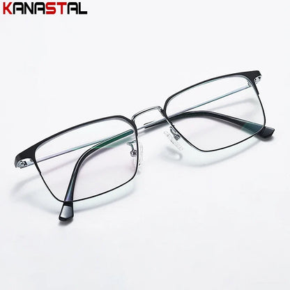 Prescription Titanium Eyeglasses - Blue Light Blocking Reading Glasses for Men & Women Myopia Optical Frames