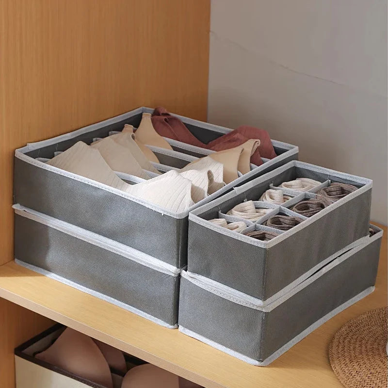 Sock & Underwear Organizer Drawer Divider – Foldable Closet Storage Bins for Bra, Underpants, Scarves, and Ties