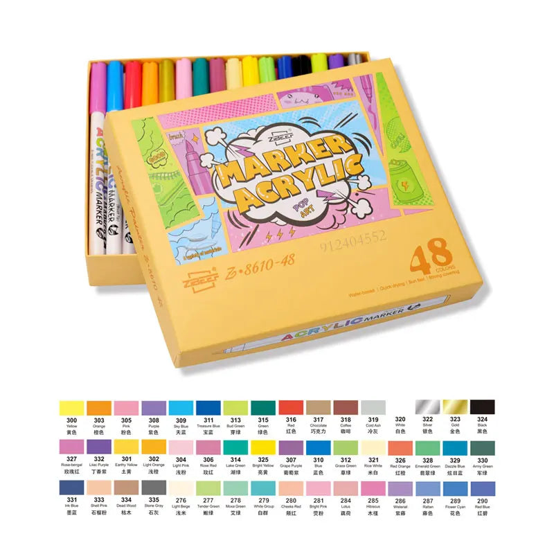 18/60-Color Acrylic Paint Pens – Brush Marker Set for Rock Painting, Glass, Ceramic, Fabric & DIY Art Supplies